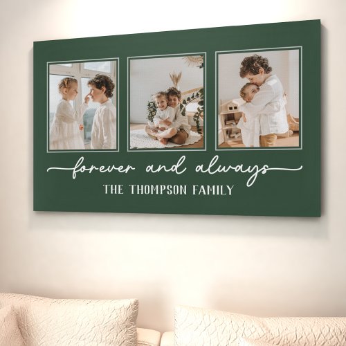 Family Memories Green Customized Photo Collage Canvas Print