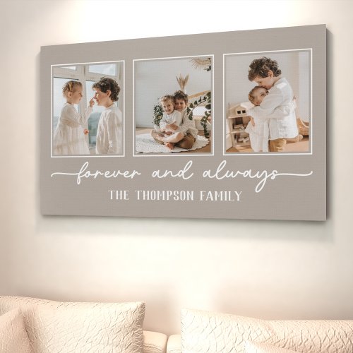 Family Memories Greige Customized Photo Collage Canvas Print