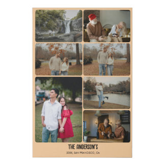 Family Memories Modern Photo Collage Faux Canvas Print