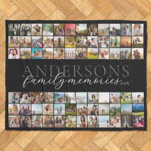 Family Memories Personalized 72 Photo Collage Fleece Blanket