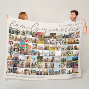 Family Memories Personalized 84 Photo Collage Fleece Blanket