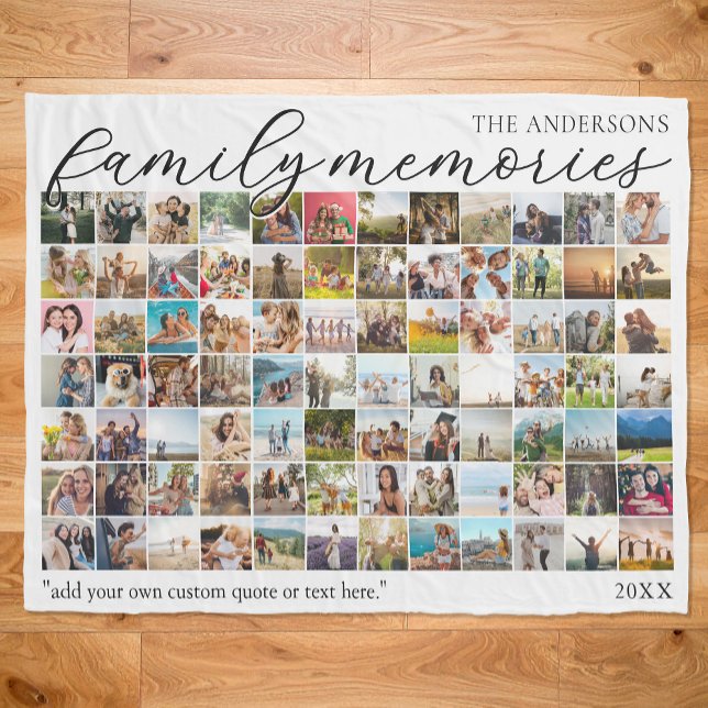 Family Memories Personalized 84 Photo Collage Fleece Blanket (Creator Uploaded)
