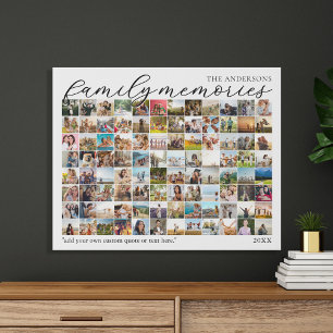 Family Memories Personalized 96 Photo Collage Faux Canvas Print