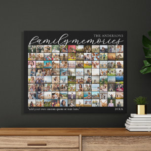 Family Memories Personalized 96 Photo Collage Faux Canvas Print