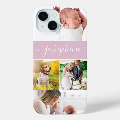 Family Memories personalized name Script pink iPhone 15 Case