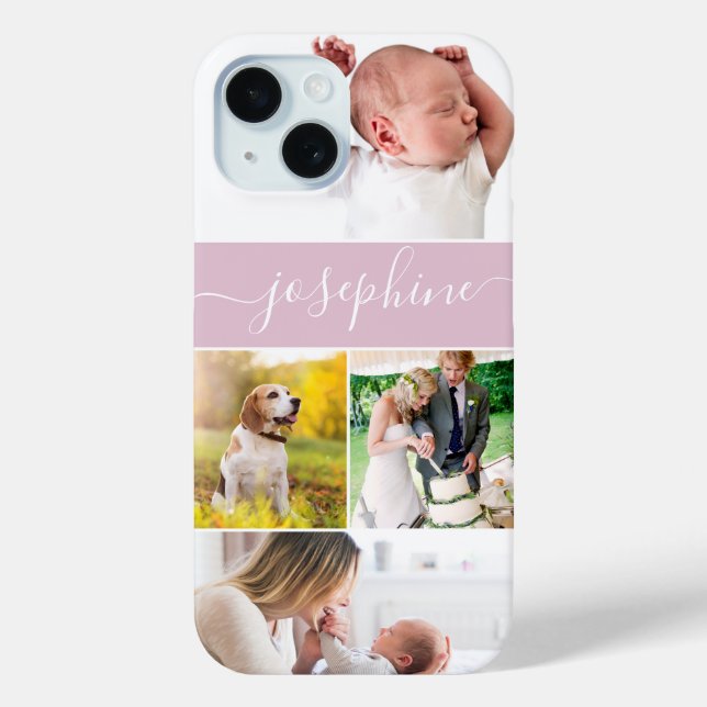 Family Memories personalized name Script pink Case-Mate iPhone Case (Back)