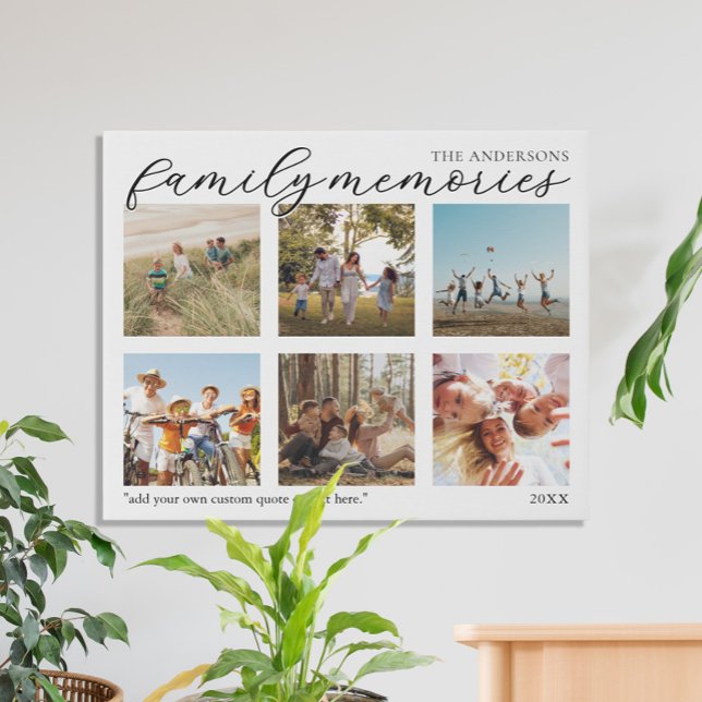 Family Memories Personalized Photo Collage Faux Canvas Print (Creator Uploaded)