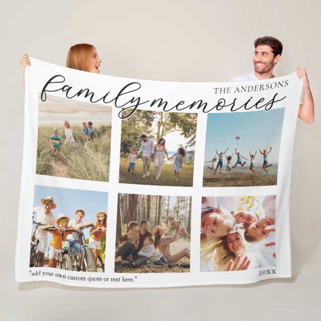 Family Memories Personalized Photo Collage Fleece Blanket (In Situ)