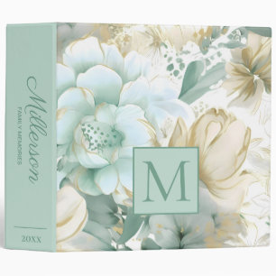 Family Memories Scrapbook Sage Green Ivory Gold 3 Ring Binder