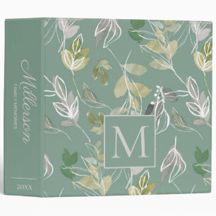 Family Memories Scrapbook Sage Green Silver Leaves 3 Ring Binder