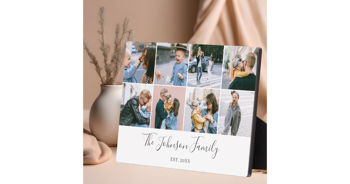 Family Memories Script Photo Collage Plaque | Zazzle