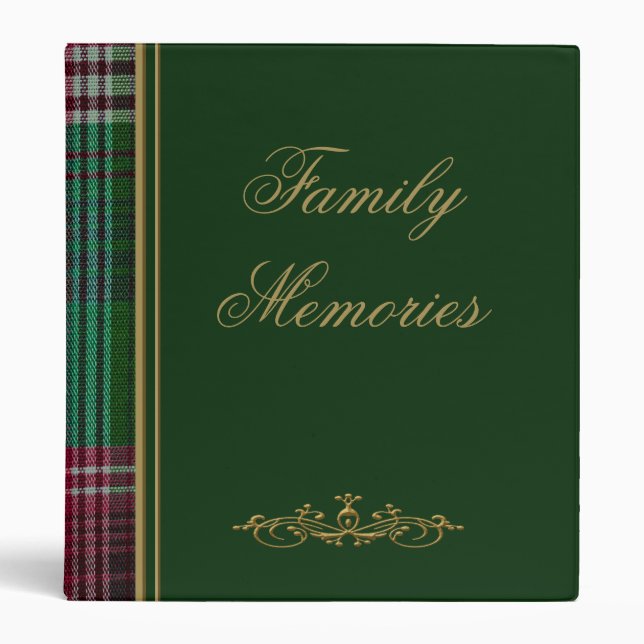 Family Memories Tartan Binder Green, Red Blue (Front)