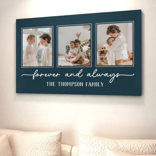 Family Memories Teal Customized Photo Collage Canvas Print