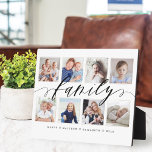 Family Memory Photo Collage Keepsake Plaque<br><div class="desc">A Beautiful personalized family memories keepsake gift that your family will cherish forever. Special personalized family photo collage plaque to display your own special family photos and memories. Our design features a simple 8 photo collage grid design with "family" designed in a beautiful handwritten black script style. Each photo is...</div>