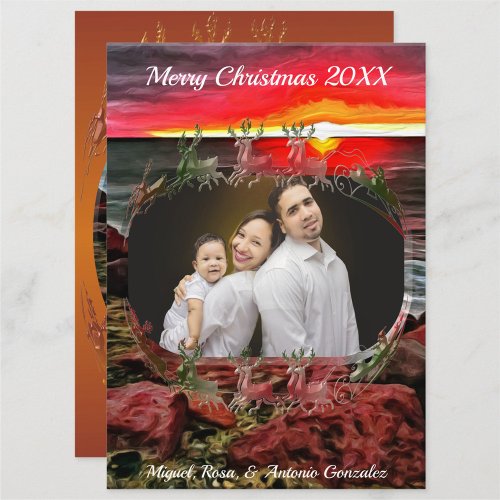 Family Merry Christmas Banderas Sunset 914 Holiday Card