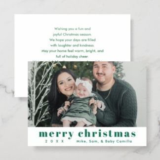Family Merry Christmas Greeting Letterpress Photo Cards