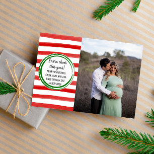 Family Merry Christmas Pregnant Photo Holiday Card