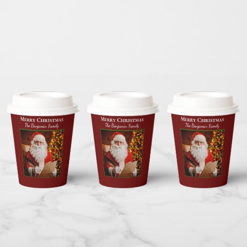 Family Merry Christmas Santa Claus Personalize Paper Cups