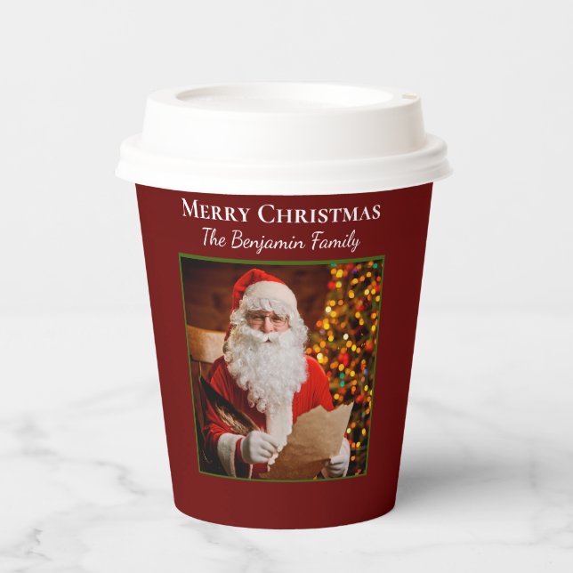 Family Merry Christmas Santa Claus Personalize Paper Cups (Front)