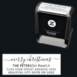 Family Merry Christmas Script Return Address  Self Self-inking Stamp<br><div class="desc">Modern,  Elegant Minimalist Hand Lettered Christmas Family Return Address rubber stamp. Featuring a pretty hand-written script "merry christmas" saying in swash-tail font. Perfect for Christmas holiday season,  easy to personalize them with your names and return address info.</div>