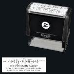 Family Merry Christmas Script Return Address  Self Self-inking Stamp<br><div class="desc">Modern,  Elegant Minimalist Black and White Hand Lettered Christmas Family Return Address rubber stamp. Featuring a pretty hand-written script "merry christmas" saying in swash-tail font. Perfect for Christmas holiday season,  easy to personalize them with your names and return address info.</div>