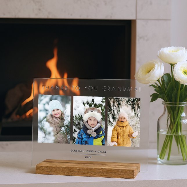 Family Minimalist 3 Photos Collage Keepsake Acrylic Sign (Family Minimalist 3 Photos Collage Keepsake Acrylic Signs. )