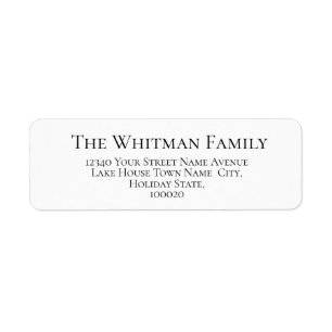 Family Minimalist White Return Address Label