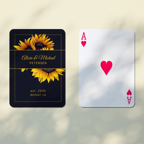 Family modern elegant gold newlyweds weddings  poker cards