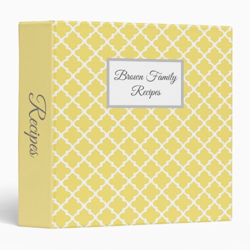 Family Modern Personalized Recipe  3 Ring Binder