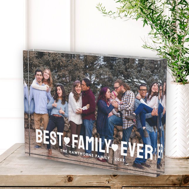 Family Modern Simple Hearts Love Best Family Ever Photo Block (Creator Uploaded)