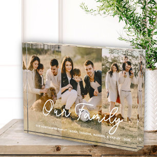 Family Modern Simple Script Photo Collage Block