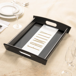 FAMILY Modern Sporty Elegant Black White Stripes Serving Tray