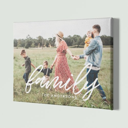 Family Modern typography overlay photo Canvas Print