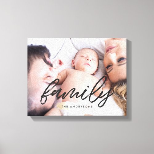 Family modern typography overlay photo canvas print