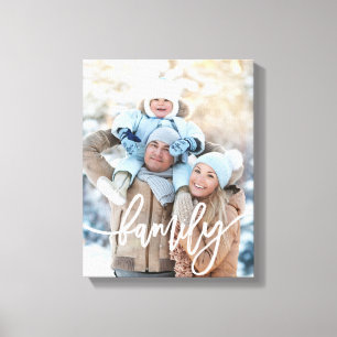 Family Modern White Typography with your Photo Canvas Print
