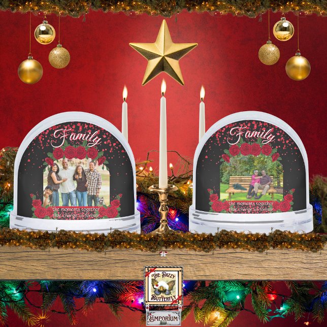 Family Moments That Change Us Forever Two Photo Snow Globe ("Family... The Moments Together That Change Us Forever" elegant script quote two photo now globe
 )