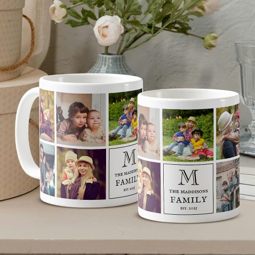Family Monogram 9 Photo Collage and Custom Text