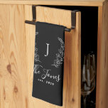 Family monogram and name personalized elegant  kitchen towel<br><div class="desc">Custom family monogrammed laurels elegant chic black and white template kitchen towel.         A modern keepsake kitchen decoration or gift for weddings,  newlyweds,  anniversaries,  housewarmings,  new home,  Thanksgiving,  Christmas,  or any other occasion.</div>