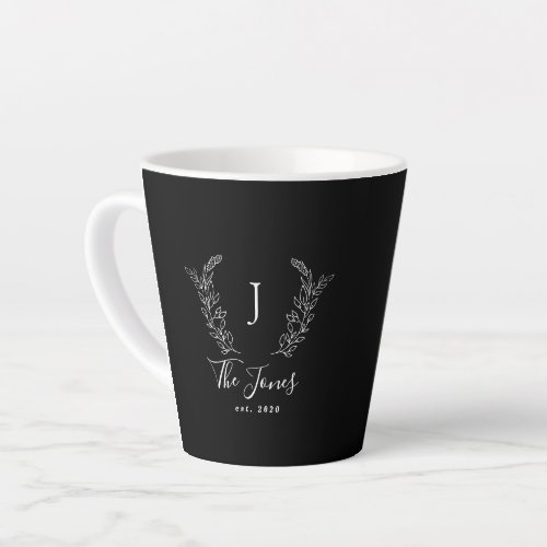 Family monogram and name personalized elegant latte mug