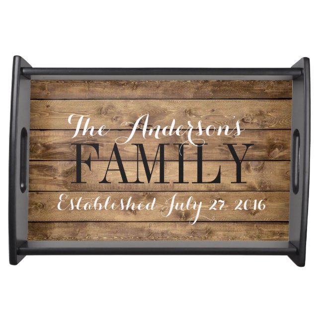 Family Monogram and Wedding Date Serving Tray (Front)