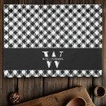 Family Monogram Black and White Vichy Plaid Modern Kitchen Towel<br><div class="desc">Modern,  rustic chic monogrammed kitchen towels feature a black and white vichy plaid pattern,  with a black band bearing your custom family name and monogram.</div>