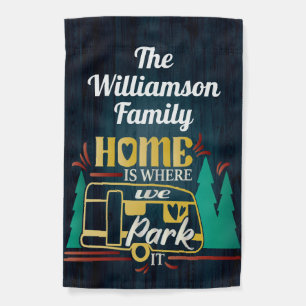 Family Monogram Camper Trailer Camping Site Garden Flag
