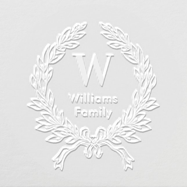Family monogram classic laurel wreath embosser (Design)