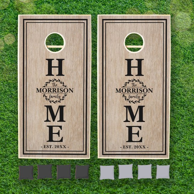 Family Monogram Custom Name Wood Grain  Cornhole Set (Creator Uploaded)