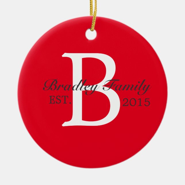 Family Monogram Custom Ornament (Front)