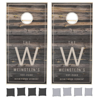 Family Monogram Dark Wood Cornhole Set