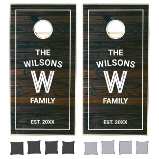Family Monogram Dark Wood Monogram Cornhole Set