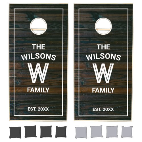Family Monogram Dark Wood Monogram Cornhole Set