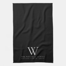 Family Monogram Elegant Black Kitchen