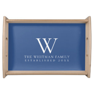 Family Monogram Elegant Classic Blue Serving Tray